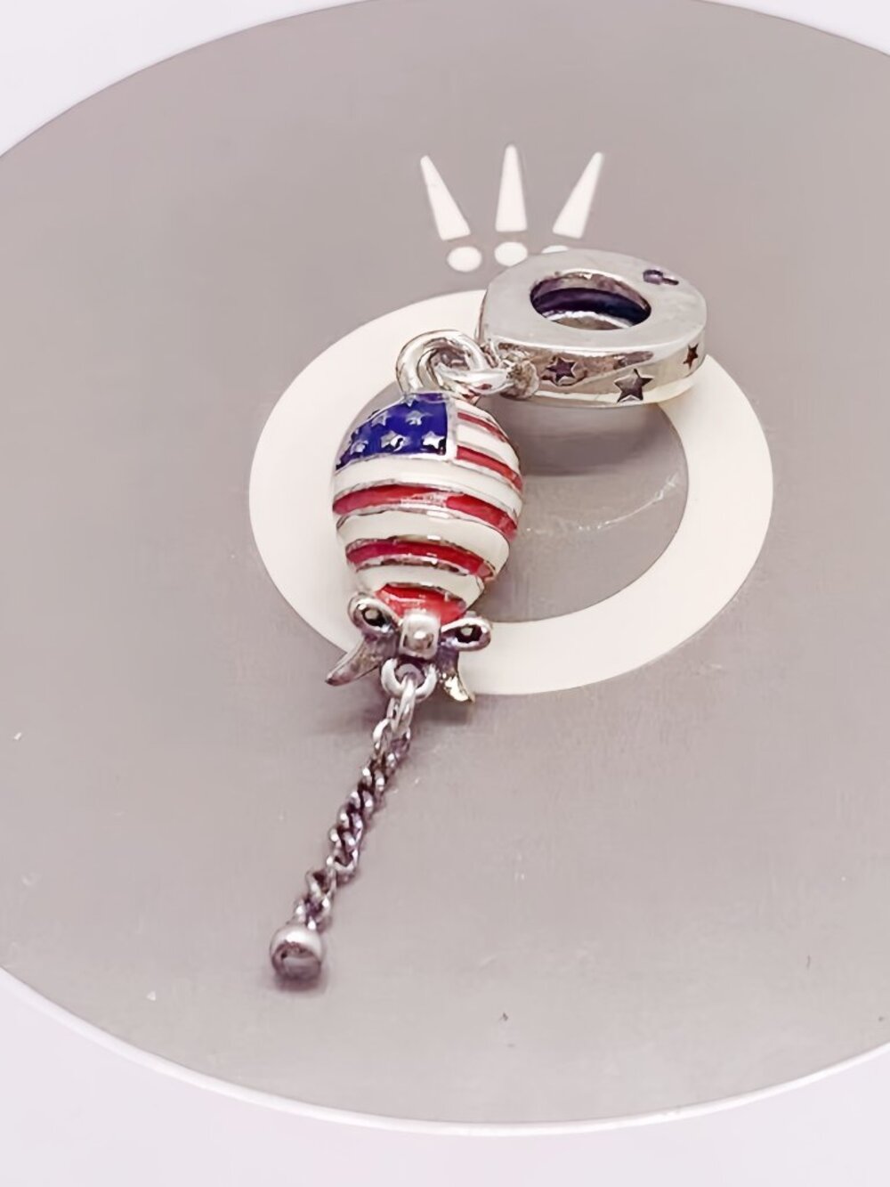 Pandora Stars, Stripes & Bow Balloon Dangle Charm